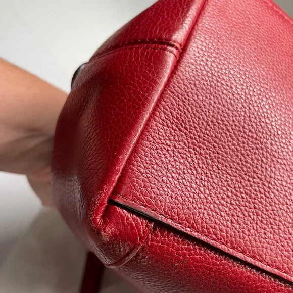 Coach Edie Pebbled Leather (33547) Shoulder Bag in Red with Dust Bag